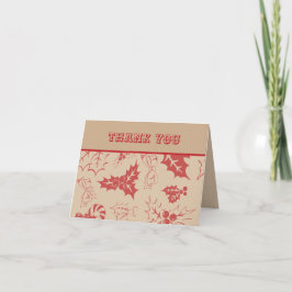 Tarjeta De Agradecimiento Lazos de Navidad Caramelos y Hojas 