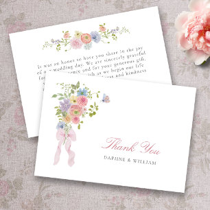 Tarjeta De Agradecimiento Lazos Elegantes y Flores Silvestres