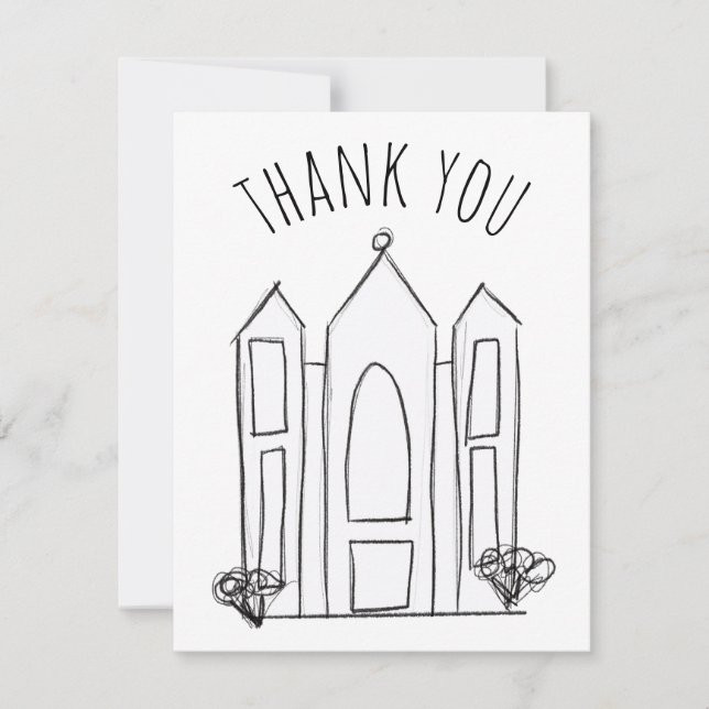 Tarjeta De Agradecimiento LDS Salt Lake City Temple simple mormón moderno (Anverso)