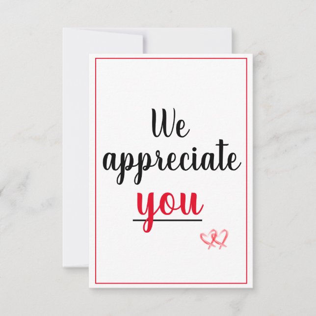 Tarjeta De Agradecimiento Le Agradecemos Los Corazones Gesture (Anverso)