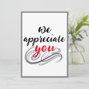 Tarjeta De Agradecimiento Le Agradecemos Su Apreciación Gris De Desplazamien
