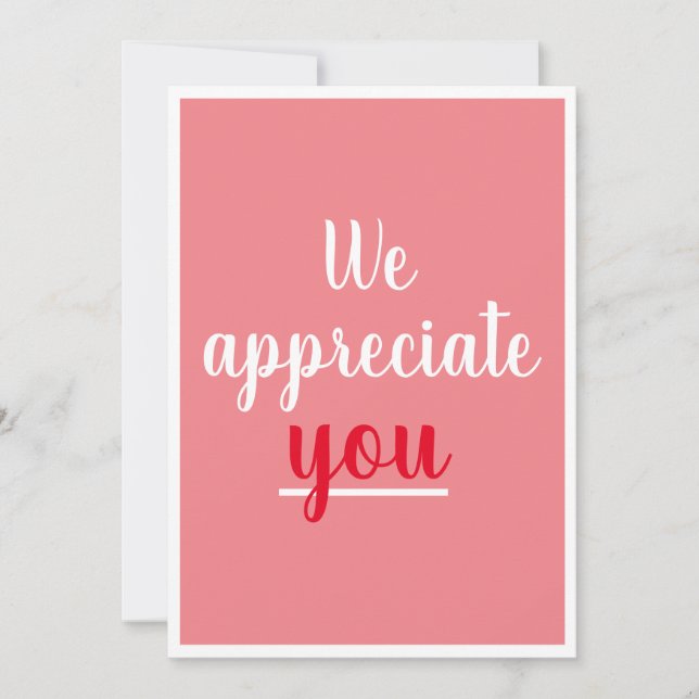 Tarjeta De Agradecimiento Le Agradecemos Su Bonito Gesto Gracias Rosa (Anverso)