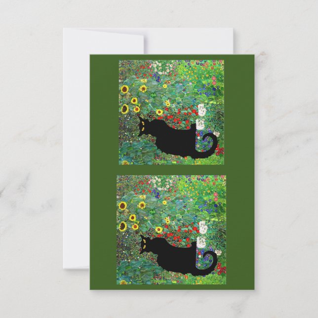 Tarjeta De Agradecimiento Le Chat Noir en el Jardín de Klimt, (Anverso)