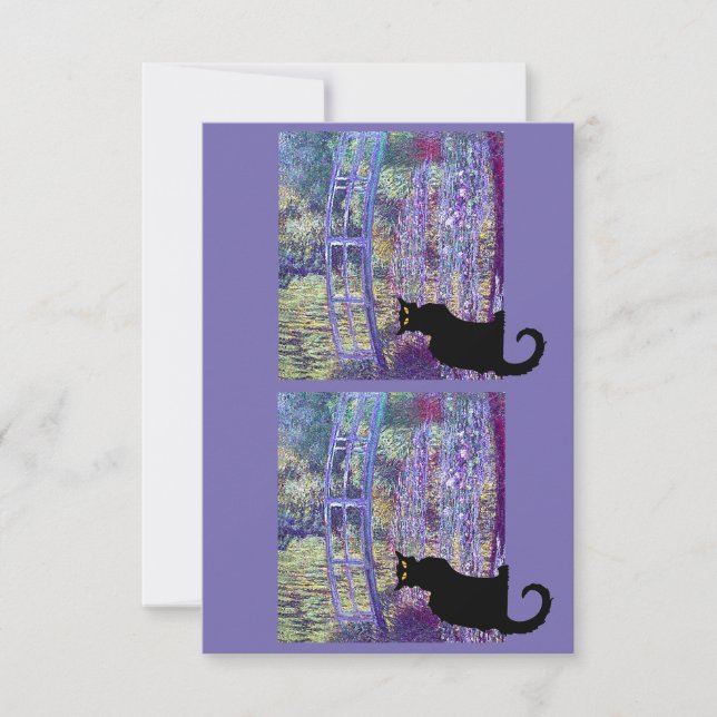 Tarjeta De Agradecimiento Le Chat Noir y el puente japonés Monet, (Anverso)
