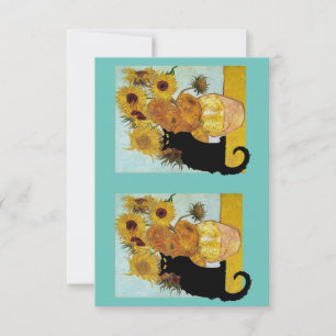 Tarjeta De Agradecimiento Le Chat Noir y Van Gogh Sunflowers,