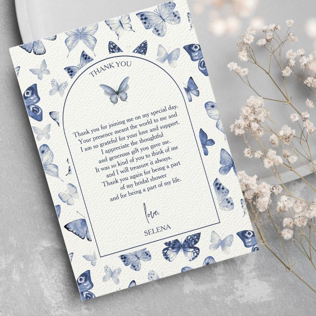 Tarjeta De Agradecimiento Le da mariposas | Ducha de novia (Thank you card - He gives her butterflies - Butterfly bridal shower)