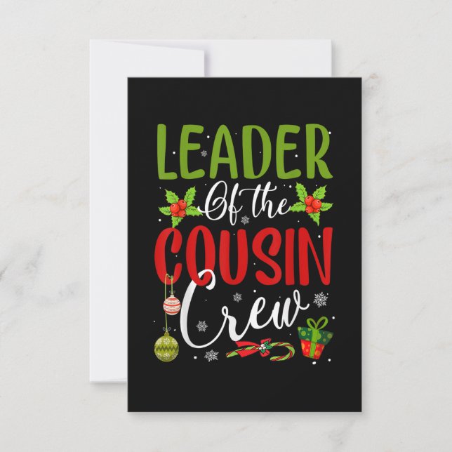 Tarjeta De Agradecimiento Leader Of The Cousin Crew Funny Christmas Matching (Anverso)
