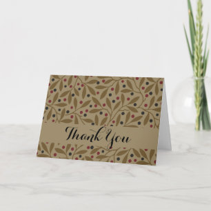 Tarjeta De Agradecimiento Leaf Berry Classic Colored Bonito Pattern Art