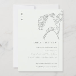 Tarjeta De Agradecimiento Leafy Palm Sketch Black White Engagement Invitar
