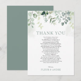 Tarjeta De Agradecimiento Leafy Sage Green Eucalyptus Garden Wedding