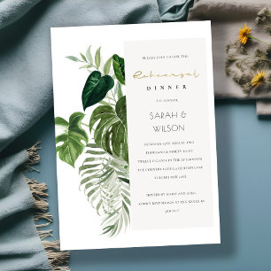 Tarjeta De Agradecimiento Leafy Tropical Palm Foliage Ensayo Diner Invite