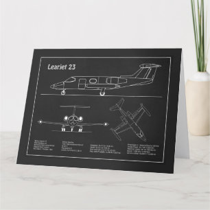 Tarjeta De Agradecimiento Learjet 23 - Planes de dibujo del plano del avión 