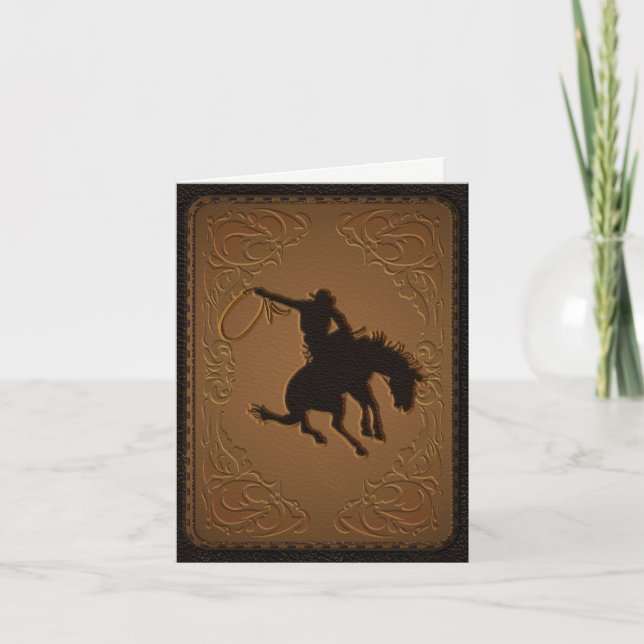 Tarjeta De Agradecimiento Leather Western Wild West Cowboy Gracias Fiesta (Anverso)