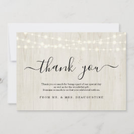 Tarjeta De Agradecimiento Leche Rusa Simple Ilumina en Madera Luz