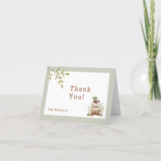 Tarjeta De Agradecimiento Lechuza Baby Shower Animales Woodland Gracias