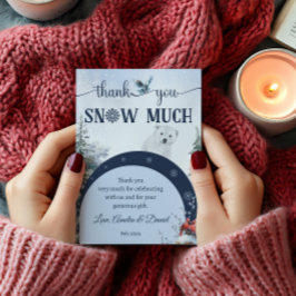 Tarjeta De Agradecimiento Lechuza De Oso De Invierno Muchas Gracias Baby Sho