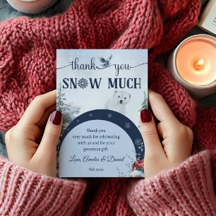 Tarjeta De Agradecimiento Lechuza De Oso De Invierno Muchas Gracias Baby Sho