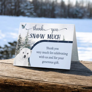 Tarjeta De Agradecimiento Lechuza De Oso De Invierno Nieva Mucho Frío Baby S