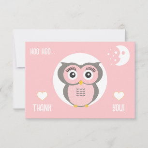 Tarjeta De Agradecimiento Lechuza Geométrica Purple Estilizada