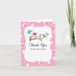Tarjeta De Agradecimiento Lechuza Lechuza Rosa Baby Shower Gracias