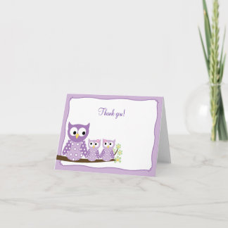 Tarjeta De Agradecimiento Lechuzas de malva perezosa dobladas Gracias tarjet