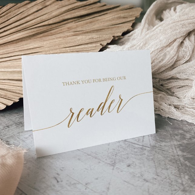 Tarjeta De Agradecimiento Lector de caligrafía de oro elegante (Subido por el creador)