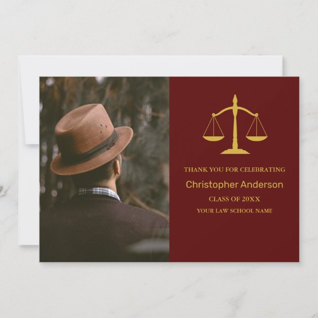 Tarjeta De Agradecimiento Legal Professional Graduation Party (Anverso)