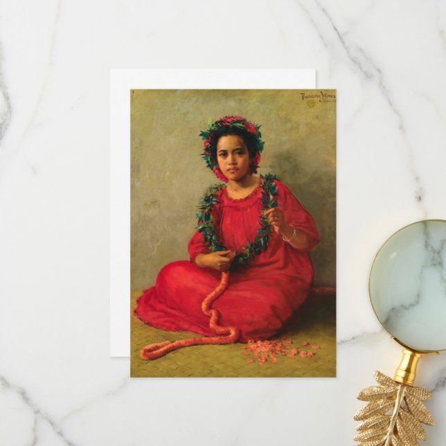 Tarjeta De Agradecimiento Lei Maker de Theodore Wores (Anverso/Reverso In Situ)