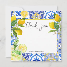 Tarjeta De Agradecimiento Lemon apretón principal baldosas azules Despedida 