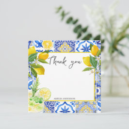 Tarjeta De Agradecimiento Lemon apretón principal baldosas azules Despedida 