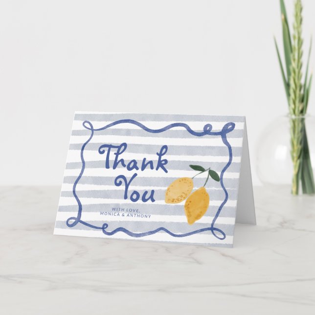 Tarjeta De Agradecimiento Lemon Baby Boy Shower Gracias (Anverso)