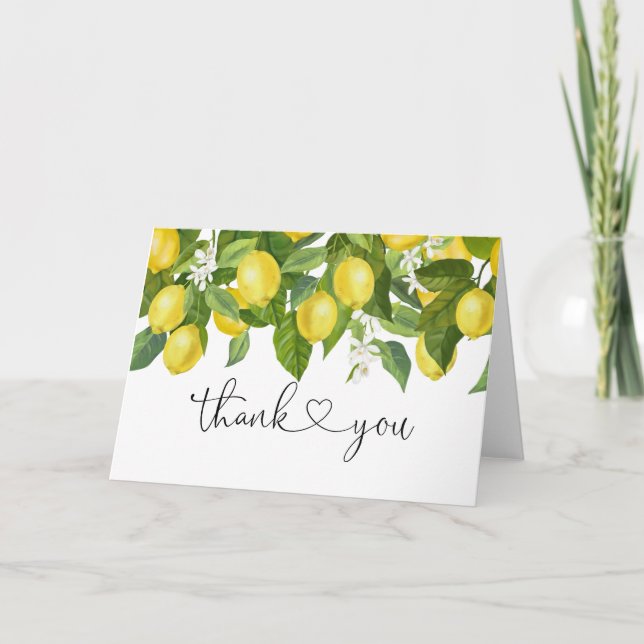 Tarjeta de agradecimiento Lemon Baby Shower (Anverso)