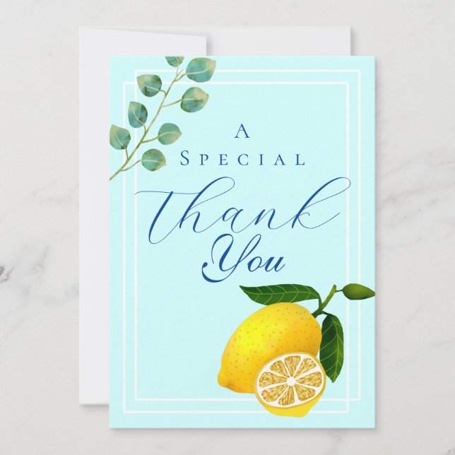 Tarjeta De Agradecimiento Lemon Blue Gracias (Anverso)