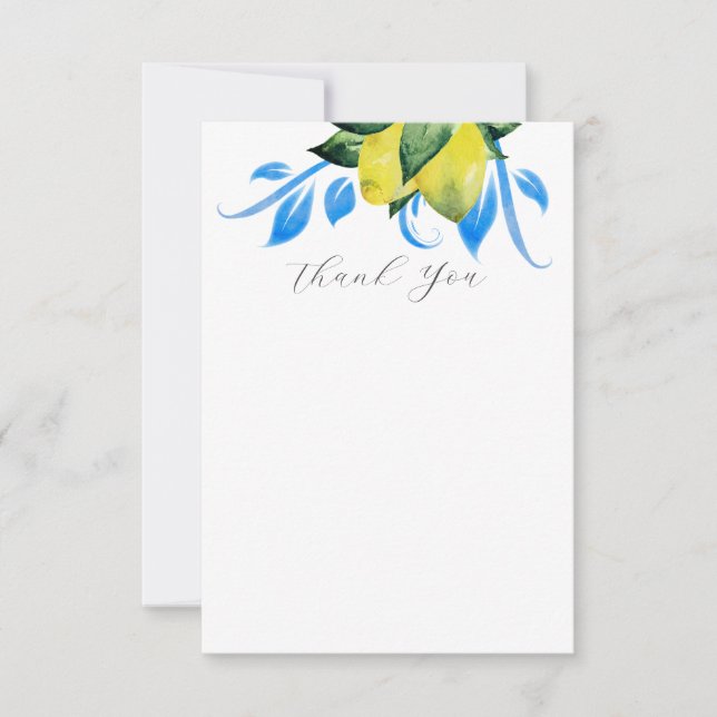 Tarjeta De Agradecimiento Lemon Boda Gracias Cartas Elegante Azul (Anverso)