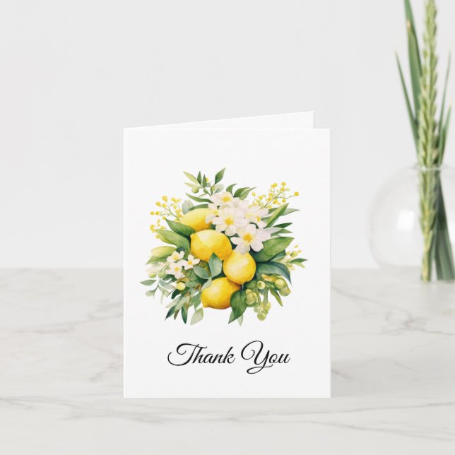 Tarjeta De Agradecimiento Lemon Bouquet with White Blossoms (Anverso)
