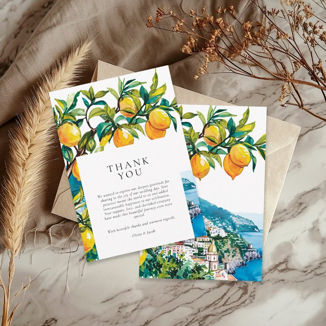 Tarjeta De Agradecimiento Lemon Citrus Amalfi Coast Boda italiano (Subido por el creador)