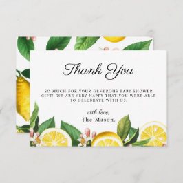 Tarjeta De Agradecimiento Lemon Citrus Gracias Baby Shower