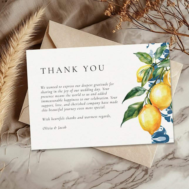 Tarjeta De Agradecimiento Lemon Citrus Positano Boda italiano (Subido por el creador)
