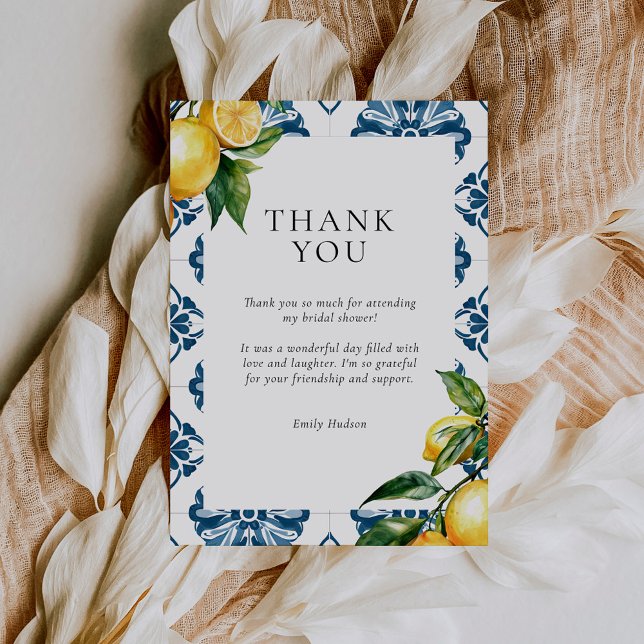 Tarjeta De Agradecimiento Lemon Citrus Positano Ducha de Novias Italiana (Subido por el creador)