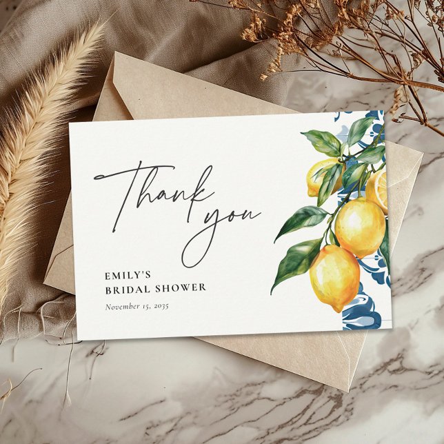 Tarjeta De Agradecimiento Lemon Citrus Positano Ducha de Novias Italiana (Subido por el creador)