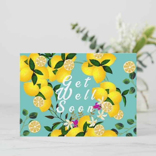 Tarjeta De Agradecimiento Lemon Days Aqua (Anverso de pie)