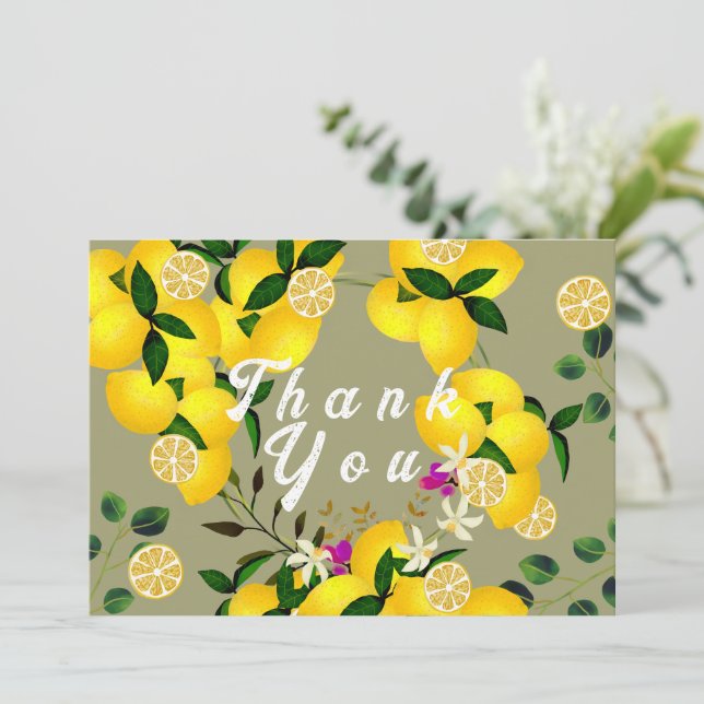 Tarjeta De Agradecimiento Lemon Days Gray (Anverso de pie)