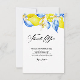 Tarjeta De Agradecimiento Lemon Floral Bridal Shower - Gracias