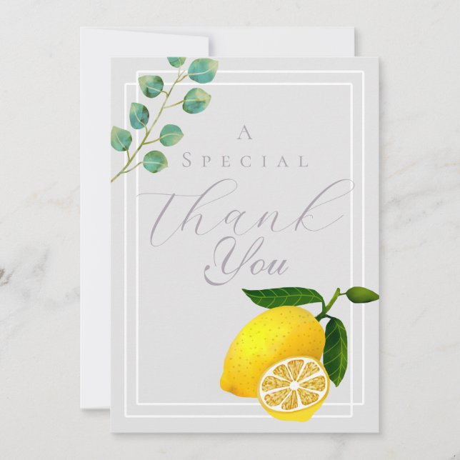 Tarjeta De Agradecimiento Lemon Gray Gracias (Anverso)