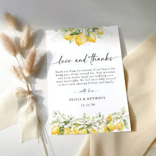 Tarjeta De Agradecimiento Lemon Green Citrus Boda Gracias Cartas