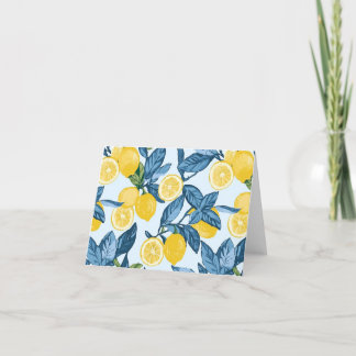 Tarjeta De Agradecimiento Lemon Grove amarillo fresco sobre fondo azul