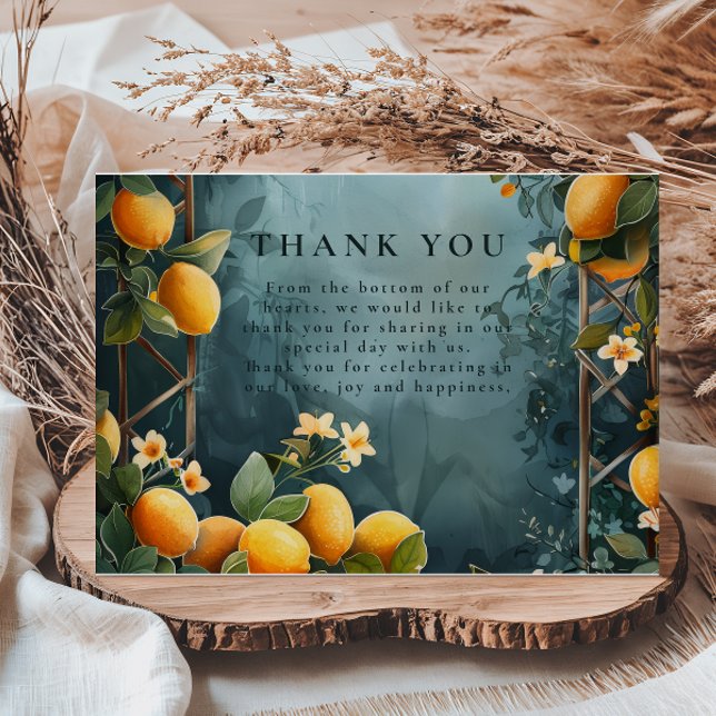 Tarjeta De Agradecimiento Lemon Grove Romance Wedding (Subido por el creador)
