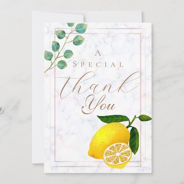 Tarjeta De Agradecimiento Lemon Marble Gracias (Anverso)