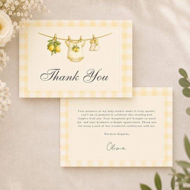 Tarjeta De Agradecimiento Lemon No Puede Esperar para Exprimir Gingham Baby  (Subido por el creador)