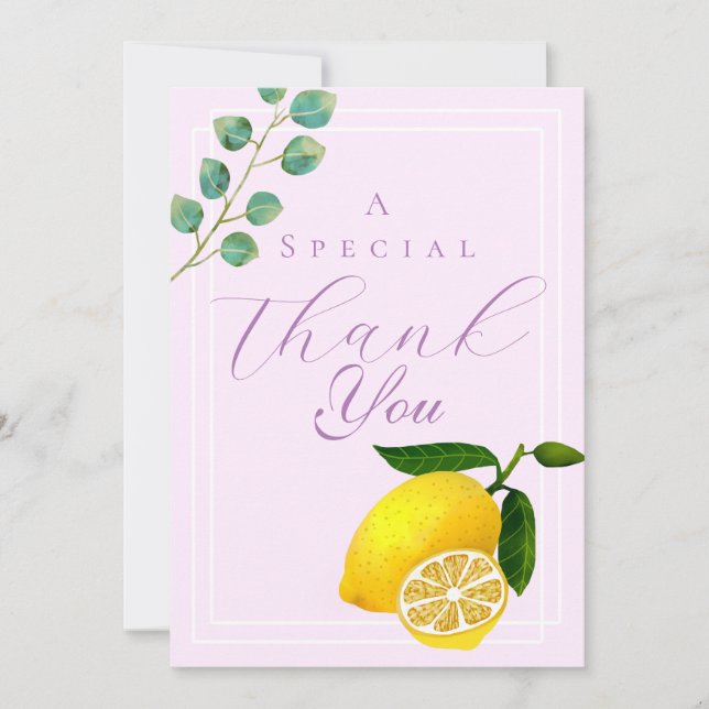 Tarjeta De Agradecimiento Lemon Pink Gracias (Anverso)